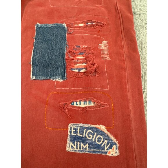 True Religion Mens 32 Geno Officer Chino Jeans Calamity Faded Red Retro 90s Y2K - Picture 9 of 14